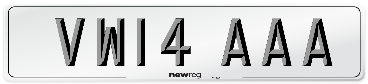 VW14 AAA Number Plate from New Reg